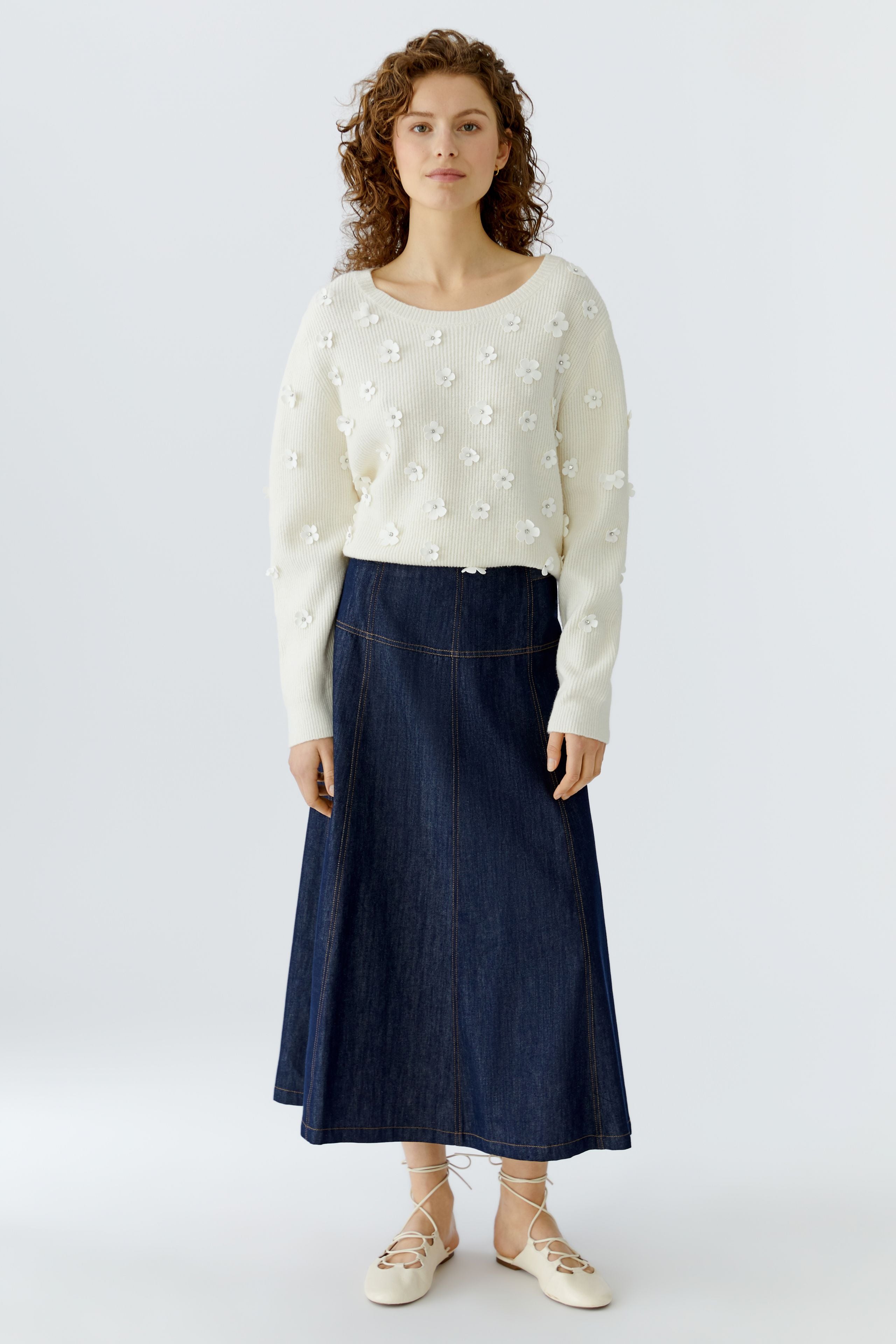 Oui Denim Midi Skirt