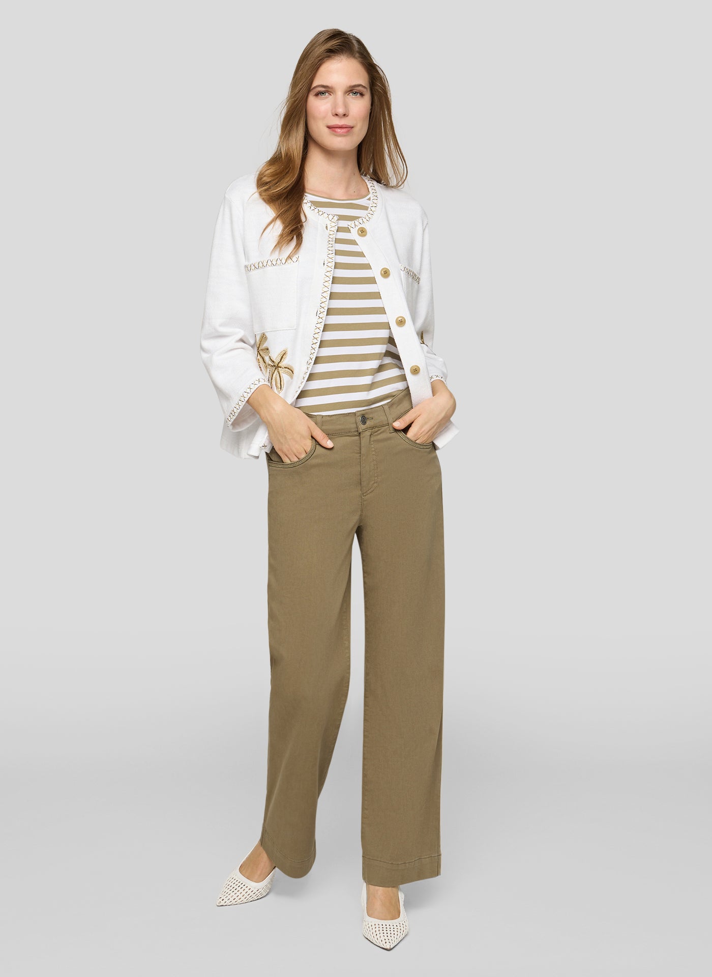 RABE - Palm Printed White Cotton Jacket