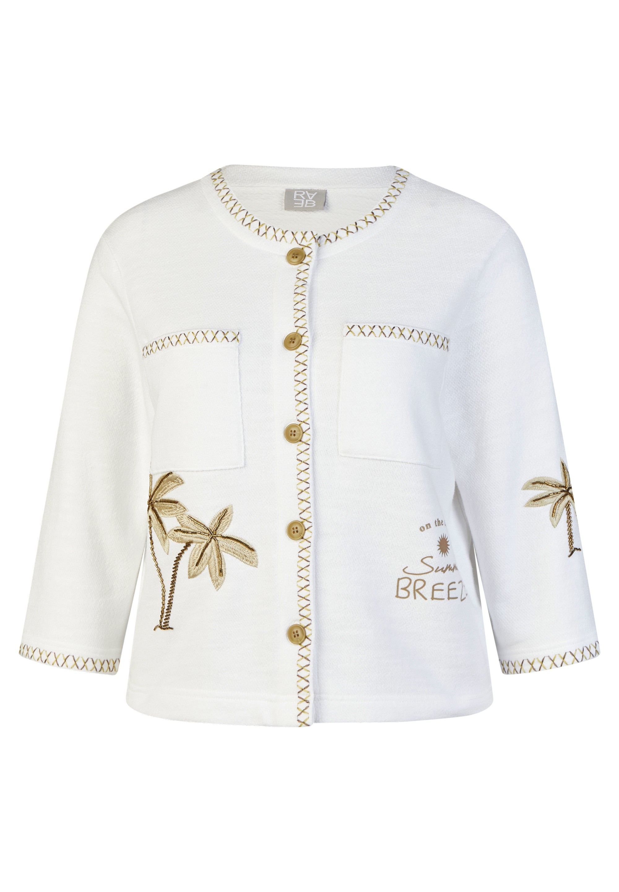 RABE - Palm Printed White Cotton Jacket