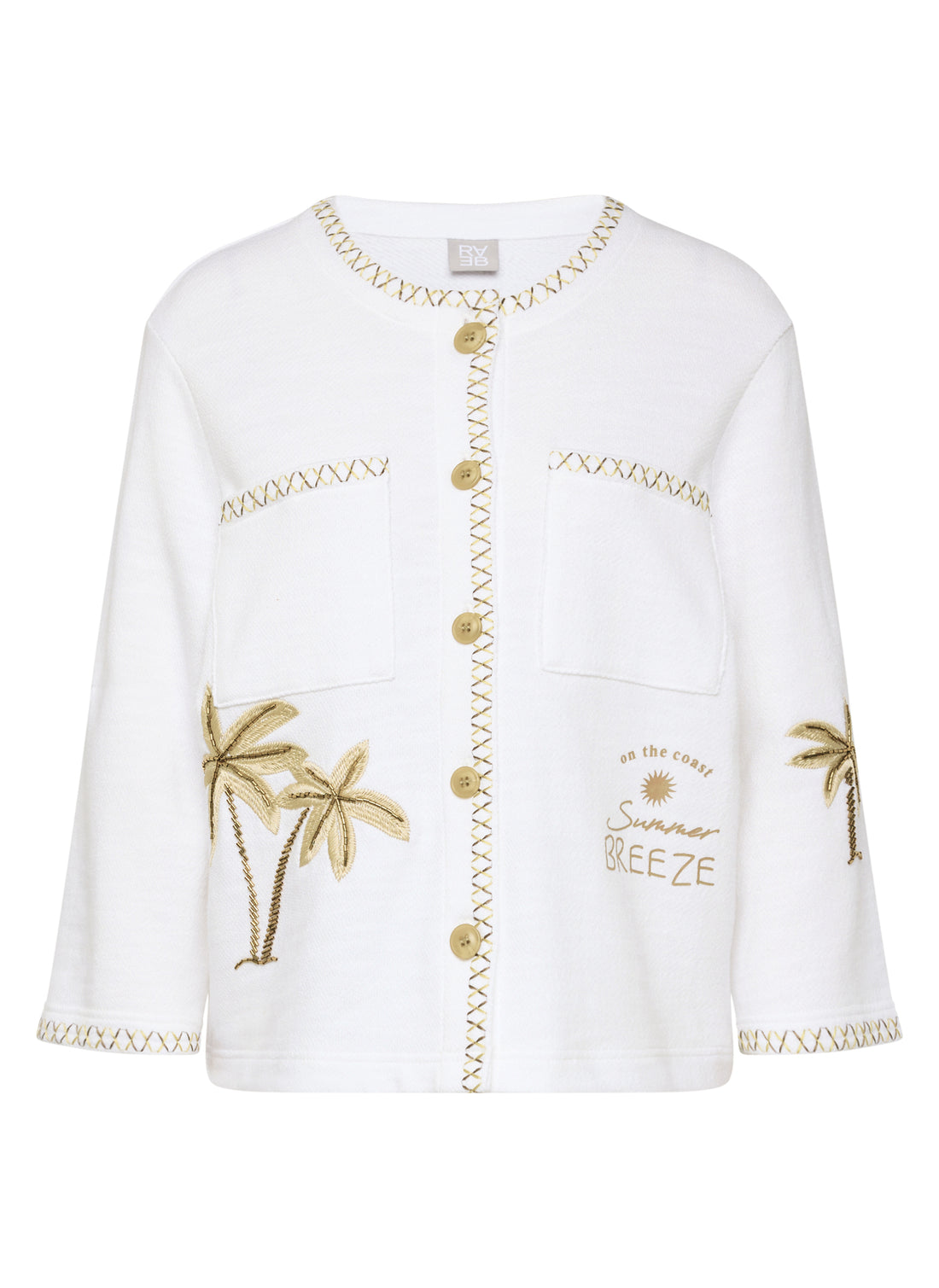 RABE - Palm Printed White Cotton Jacket