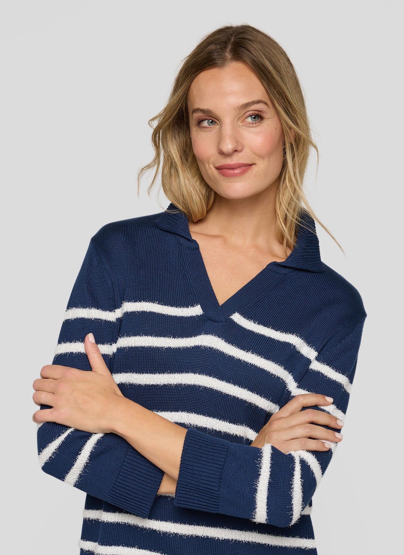 Rabe- Navy and White Collar Knit