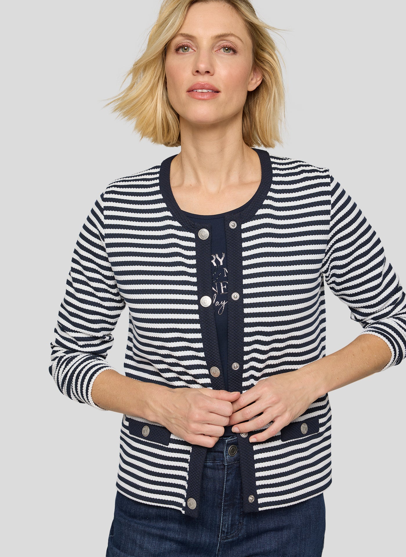 Rabe-Navy and White Stripe Jacket