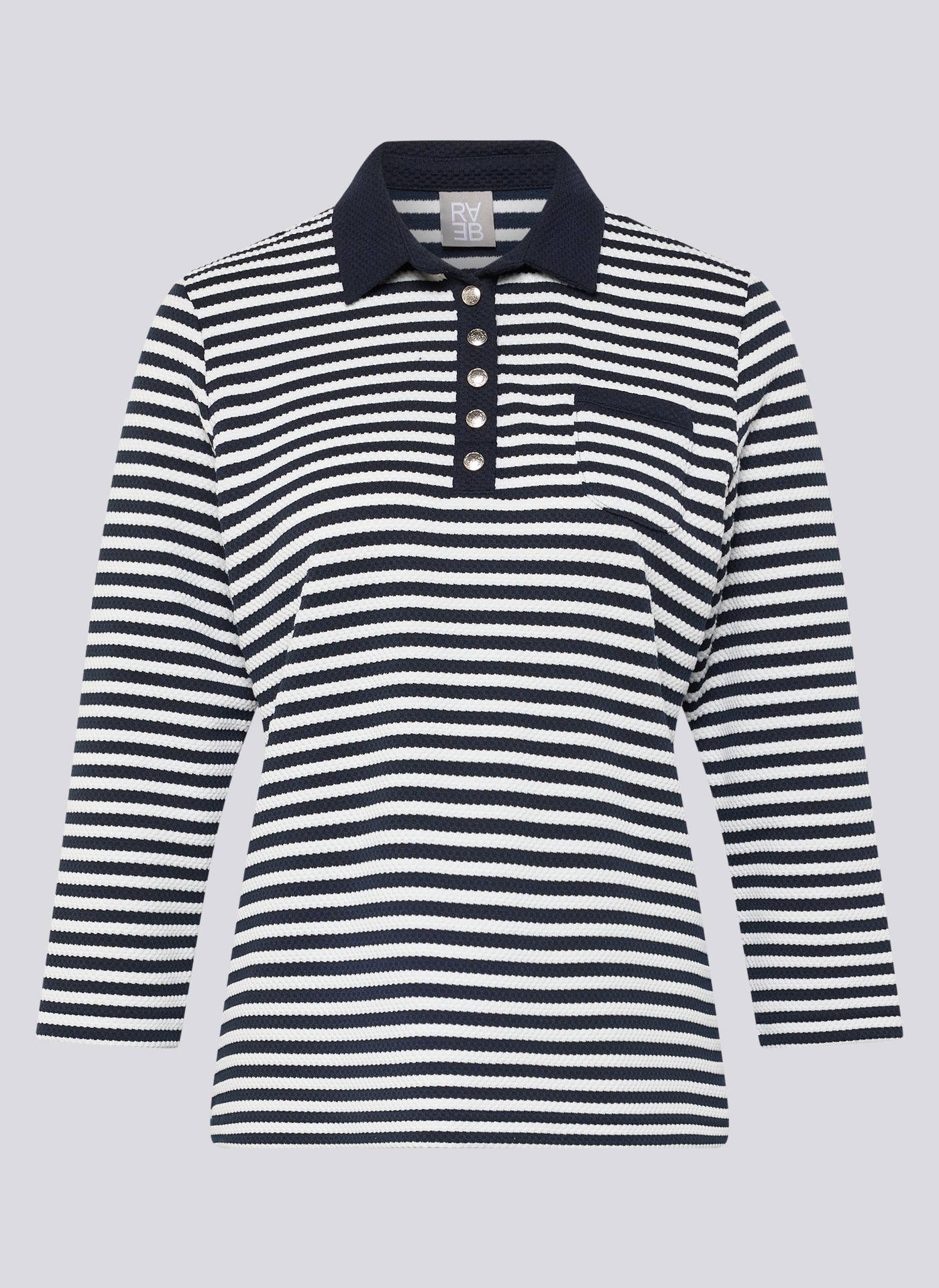 Rabe- Navy and White Texture Polo