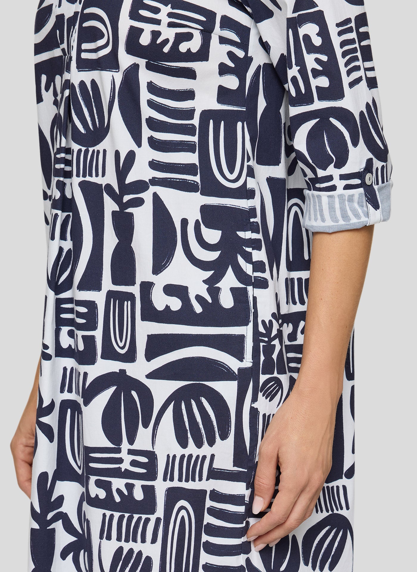 RABE - Navy and White Printed 3/4 Sleeve Dress