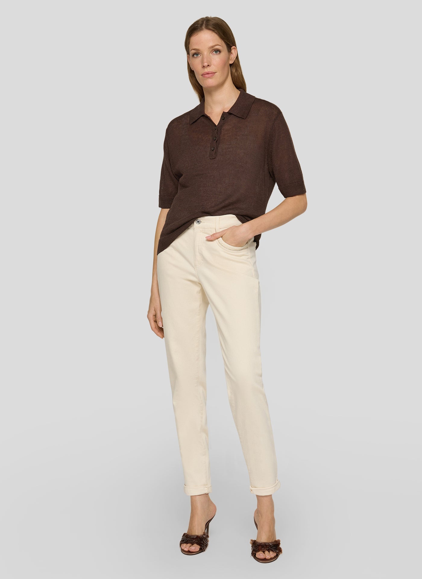 Rabe- Chocolate Linen Knit Polo