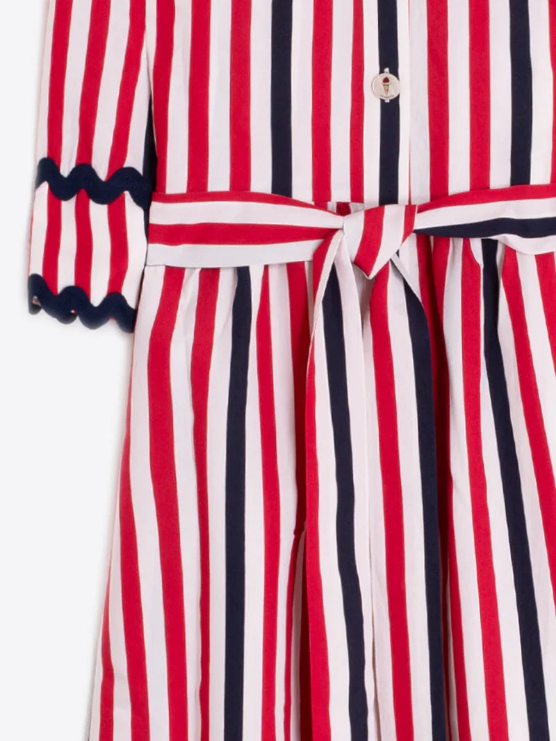 Vilagallo Natalia Italian Red Stripe Dress