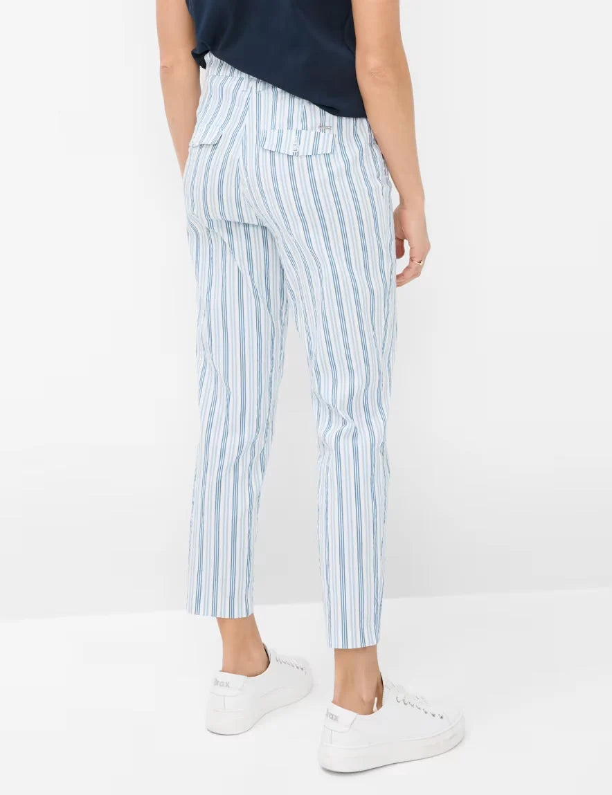 Brax -Mara Dark Blue, light Blue and White Stripe 7/8 Pants