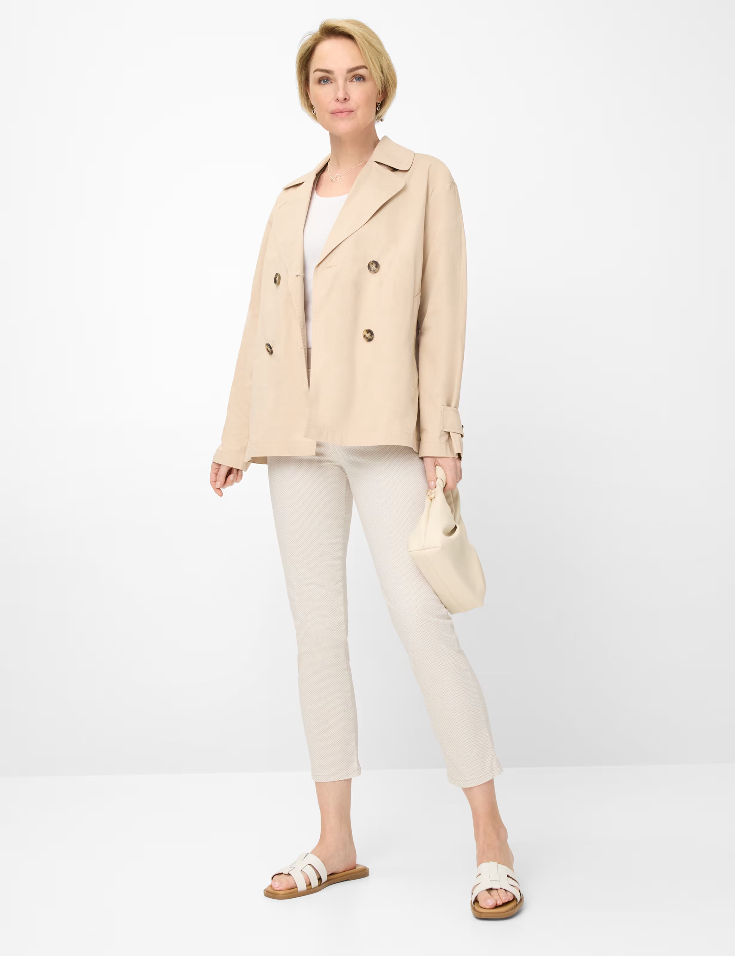 Brax Raphaela Pamina 6/8 Length- Beige and White Print