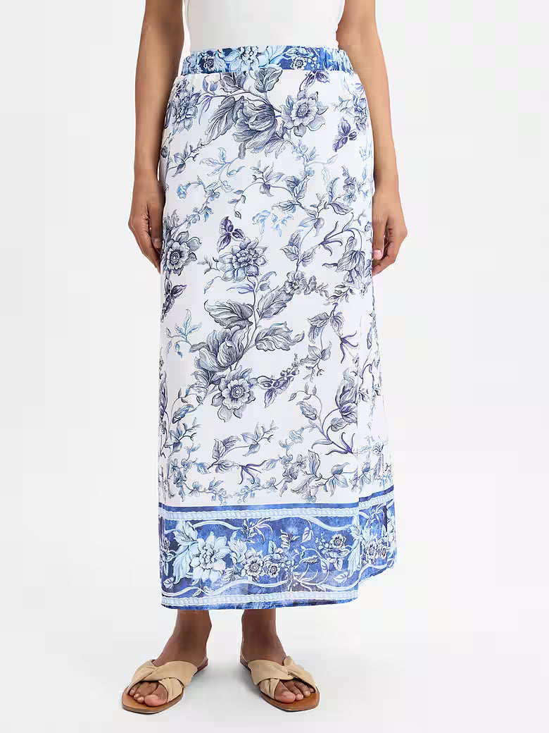 Emily Van Den Bergh -Blue and White Floral Skirt