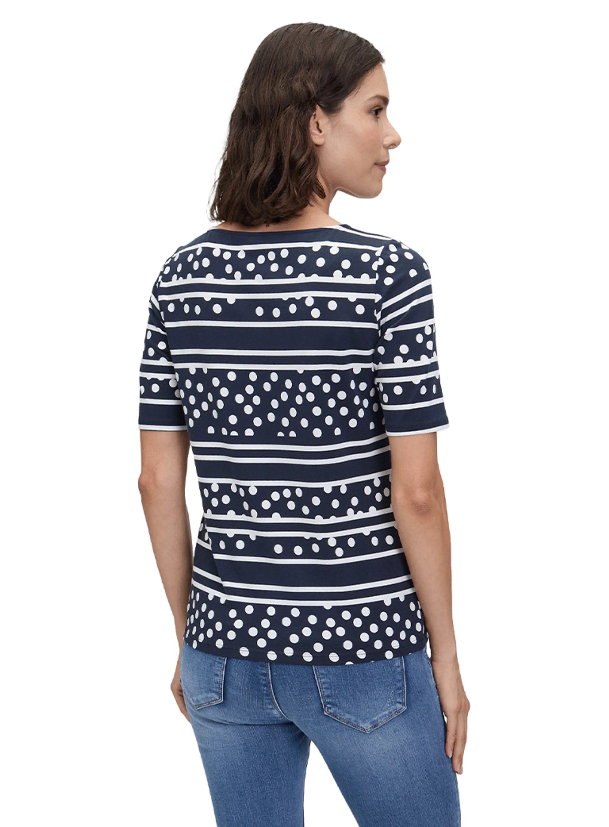 Betty Barclay - Navy and White Stripe and Polka Dot T-Shirt