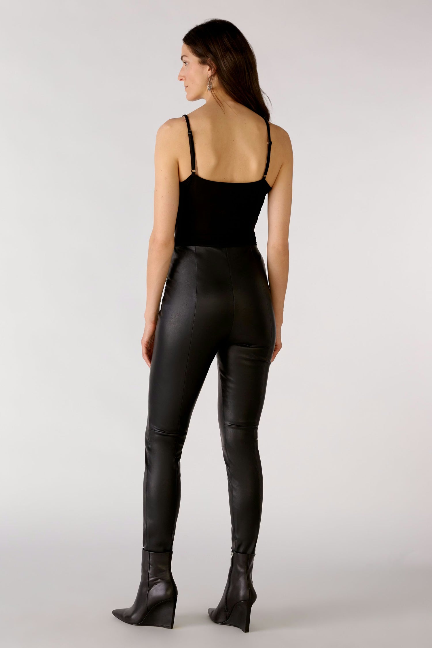 Oui - Faux Leather Leggings - Black
