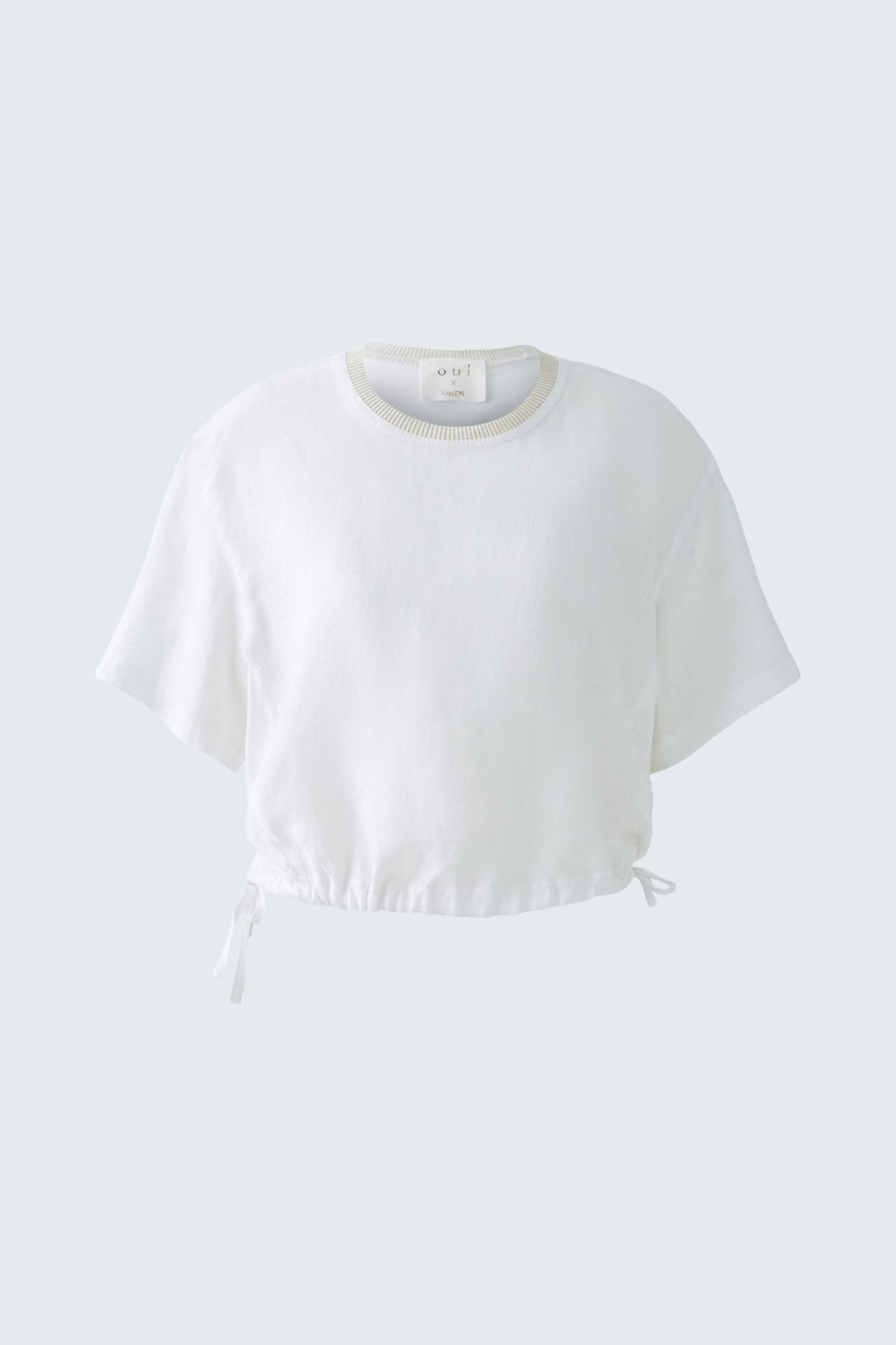 Oui - White Linen Drawstring Blouse