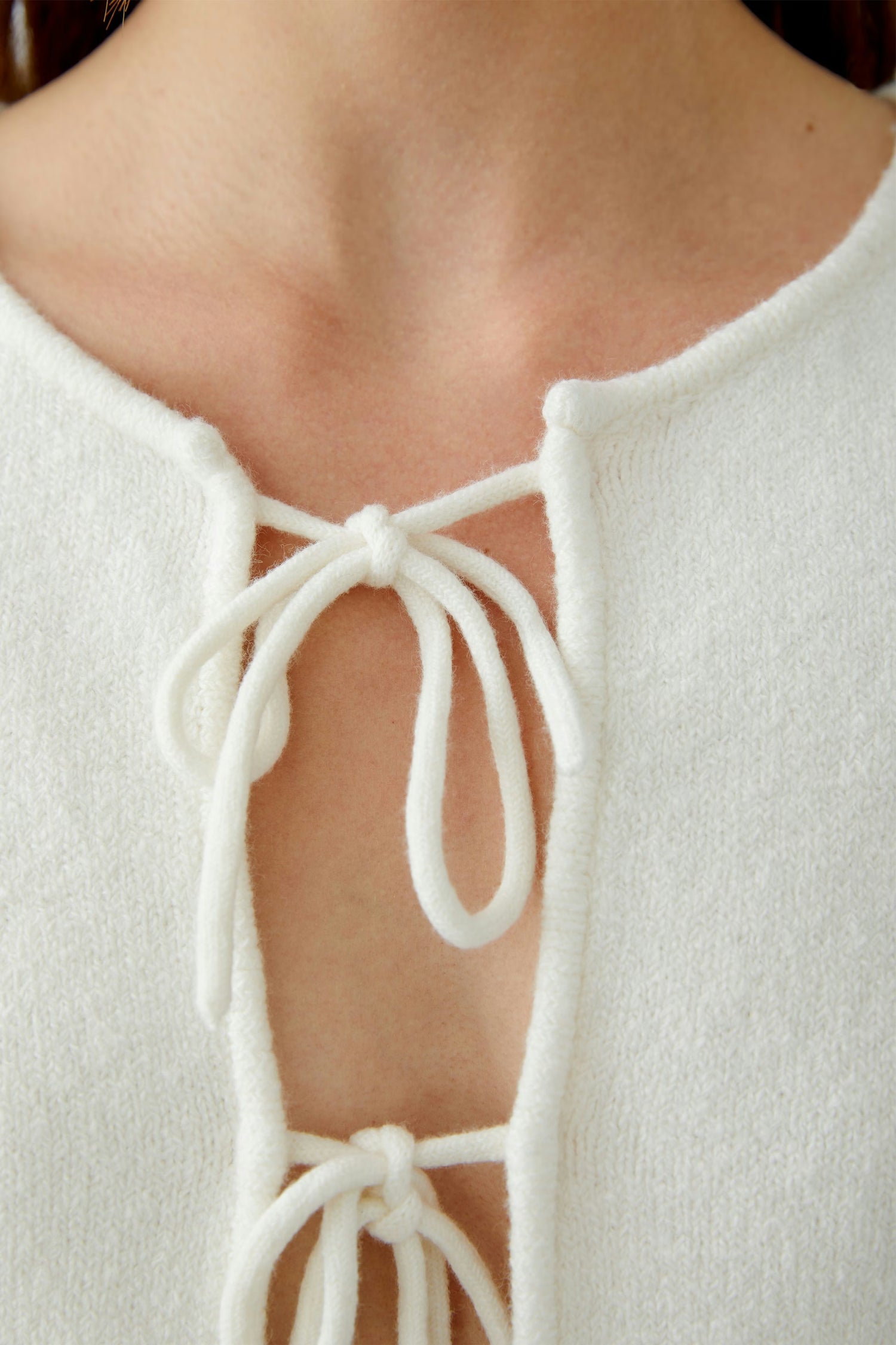 Oui- Bow Cream Cardi