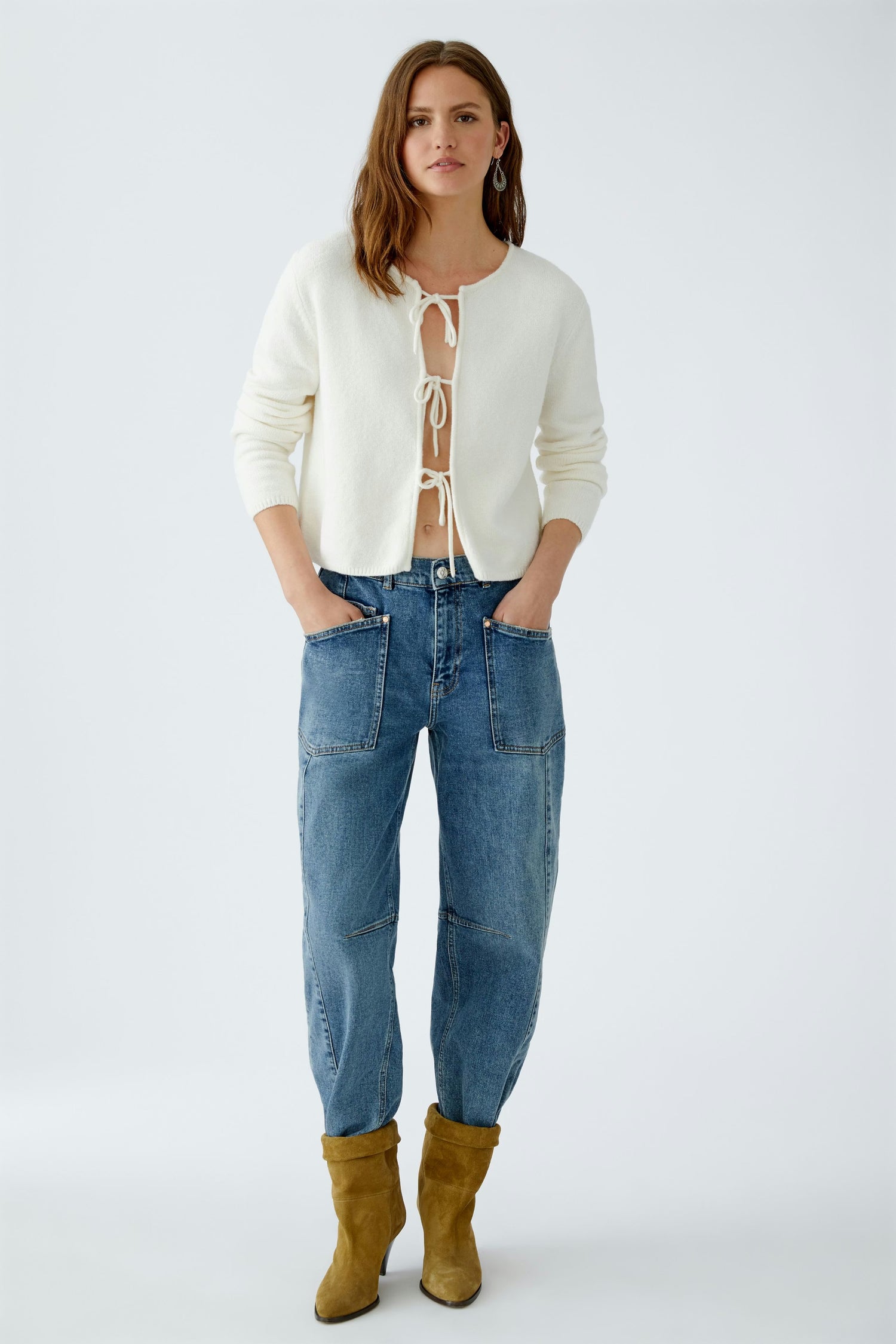 Oui- Bow Cream Cardi