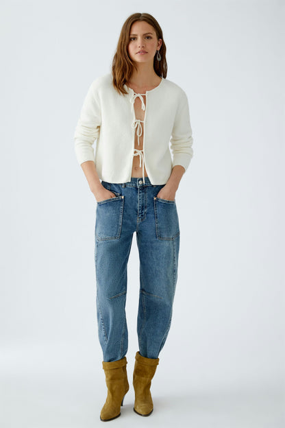 Oui- Bow Cream Cardi