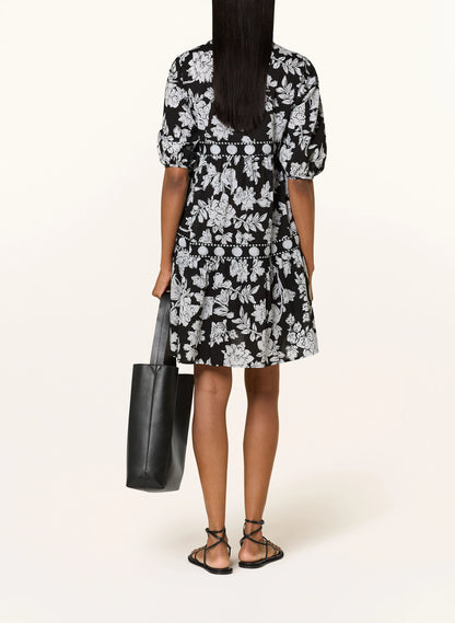 Emily Van Den Bergh - Black and White Flower Print Dress
