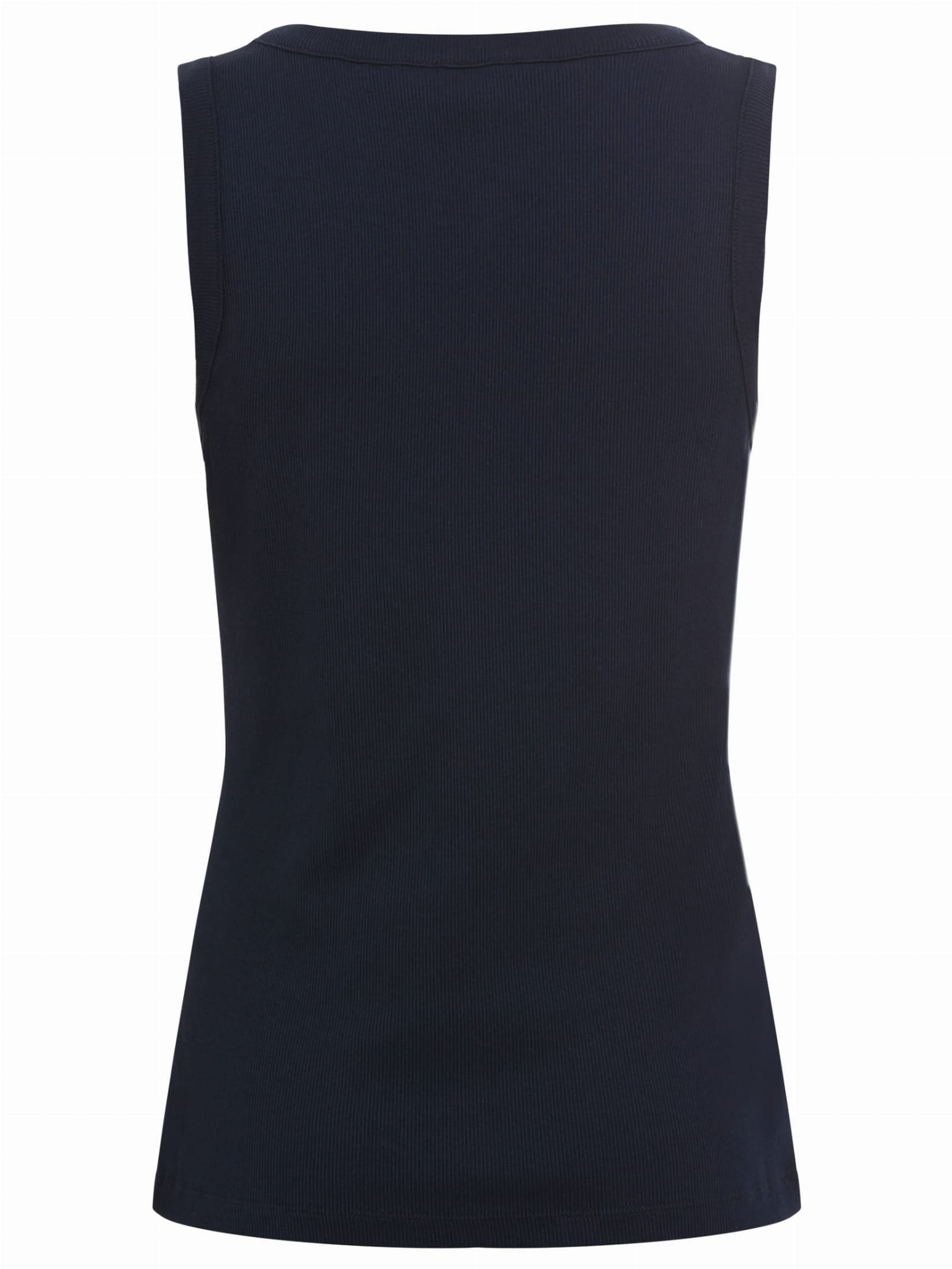 Olsen - Navy Ribbed V Neck Sleeveless Top