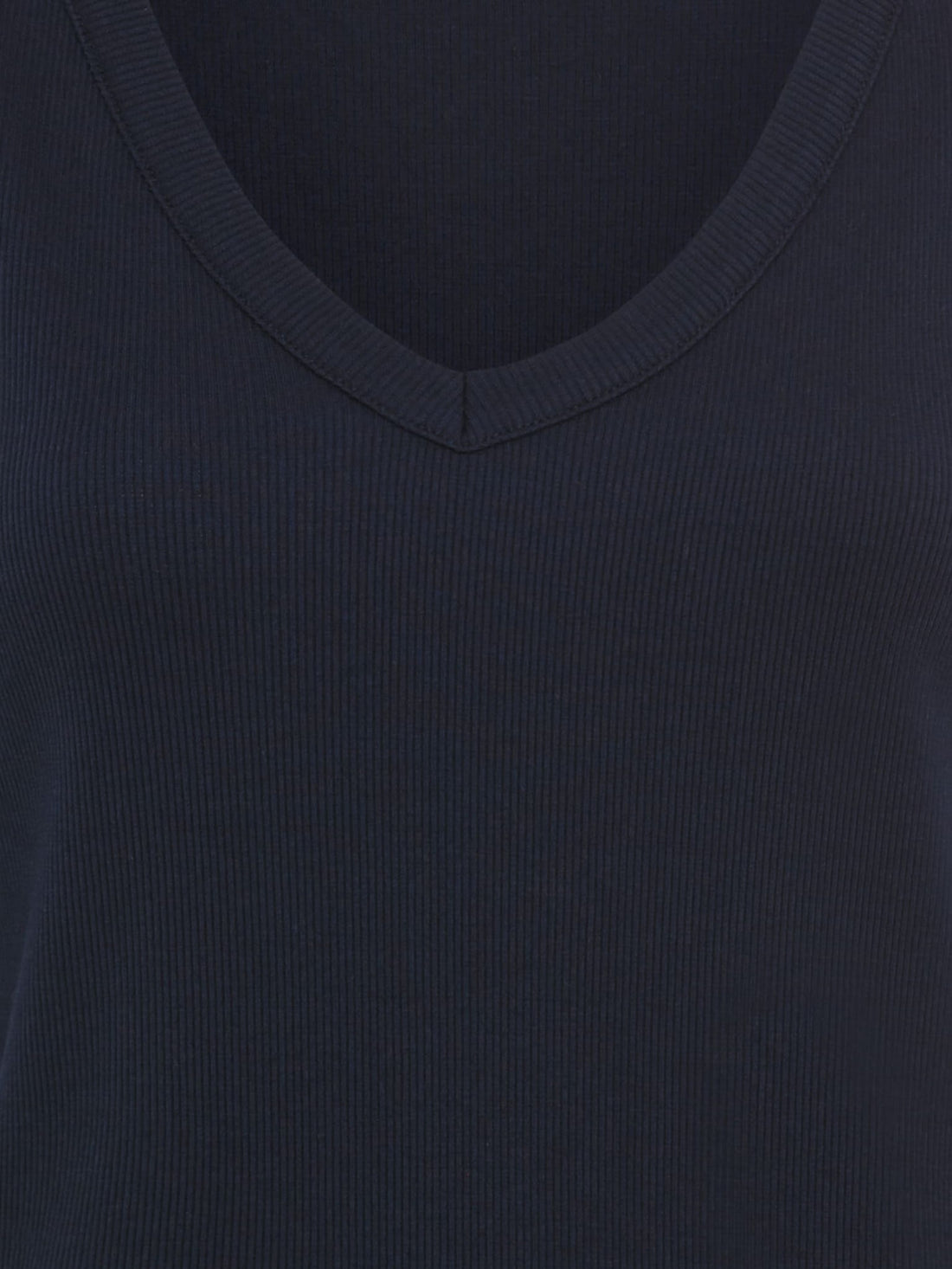 Olsen - Navy Ribbed V Neck Sleeveless Top