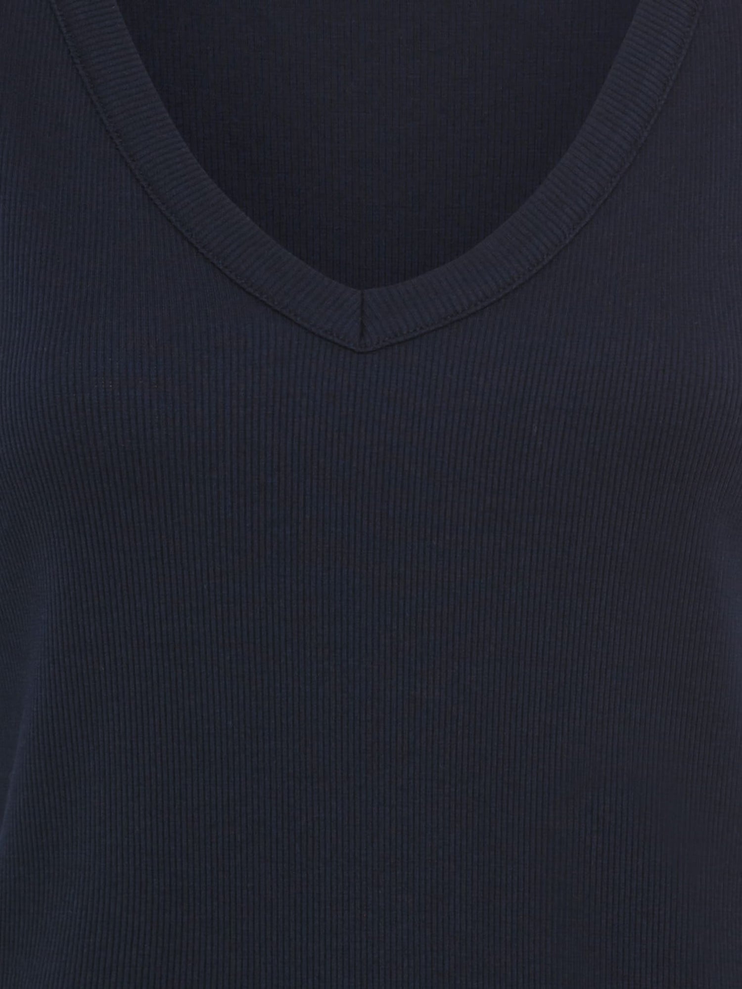 Olsen - Navy Ribbed V Neck Sleeveless Top