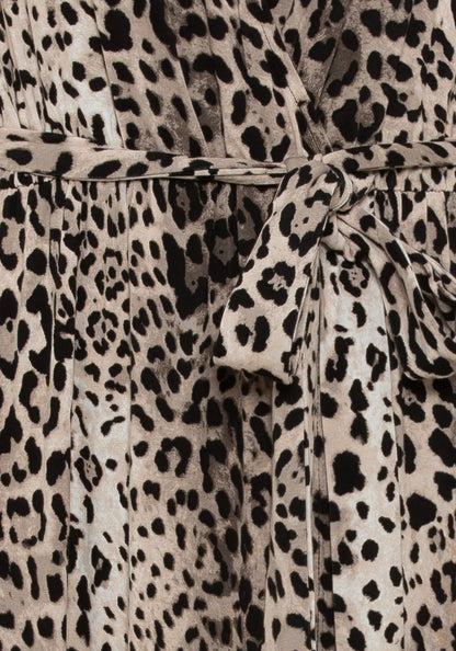 Olsen - Leopard Print Faux Wrap Midi Dress