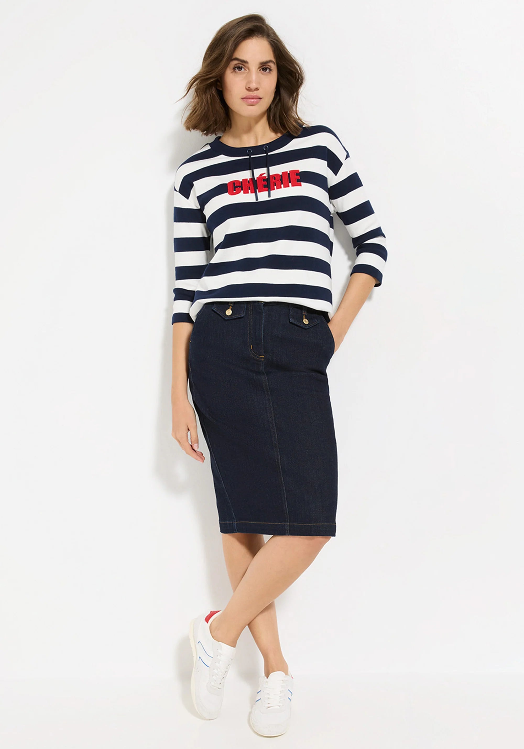 Olsen Navy Denim Skirt