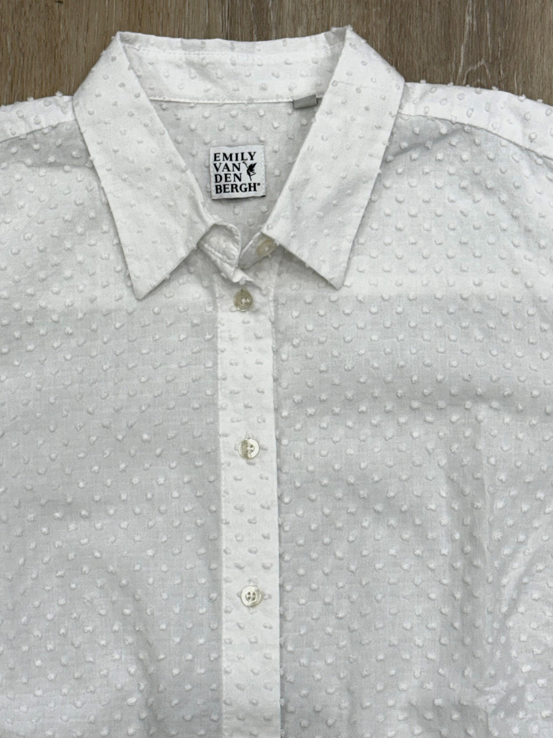 Emily Van Den Bergh - White Spot Textured Blouse 3/4 Sleeves