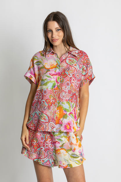 Kachel Sadie Pink Print Shorts