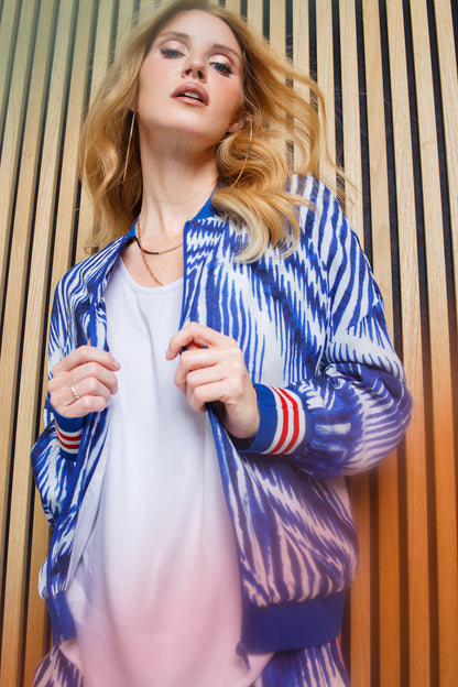 Emily Van Den Bergh - Blue and White Print Jacket