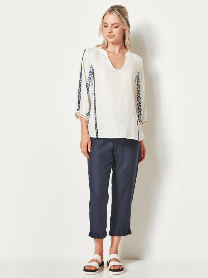 Verge - White Light Linen Contemplate Blouse