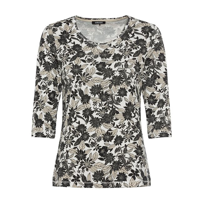 Olsen Floral Print T-shirt - 3/4 Sleeves