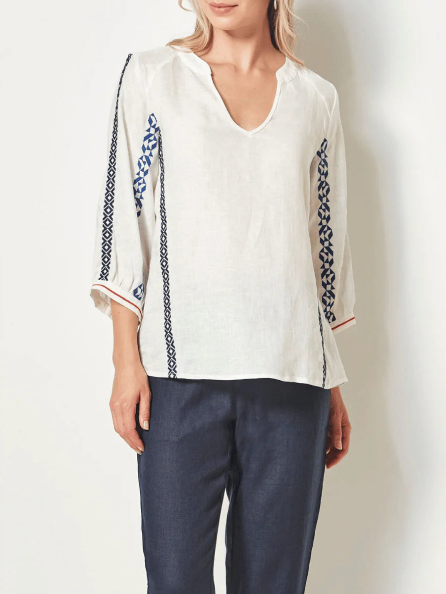 Verge - White Light Linen Contemplate Blouse