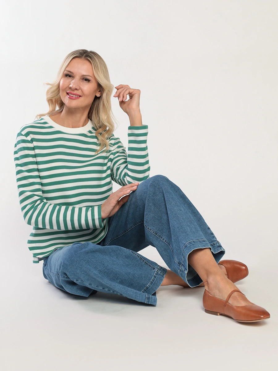 Gerry Weber - Green and White Long Sleeve Top