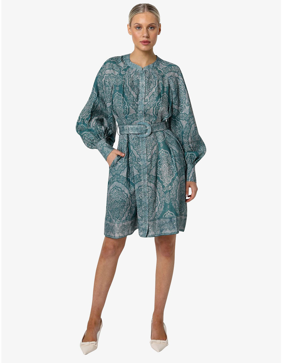 Kachel - Riley Long Sleeve Mini Dress Indigo Henna