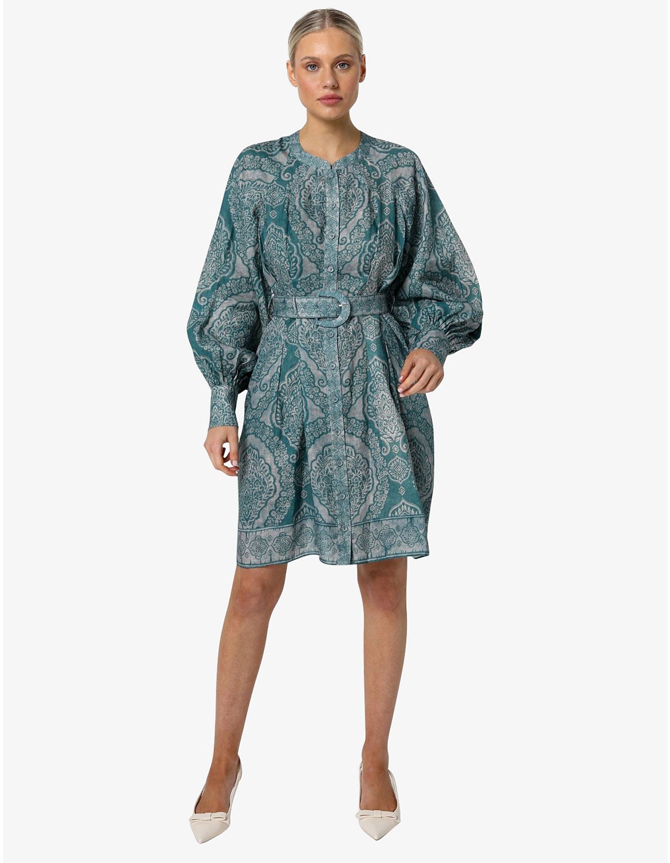 Kachel - Riley Long Sleeve Mini Dress Indigo Henna