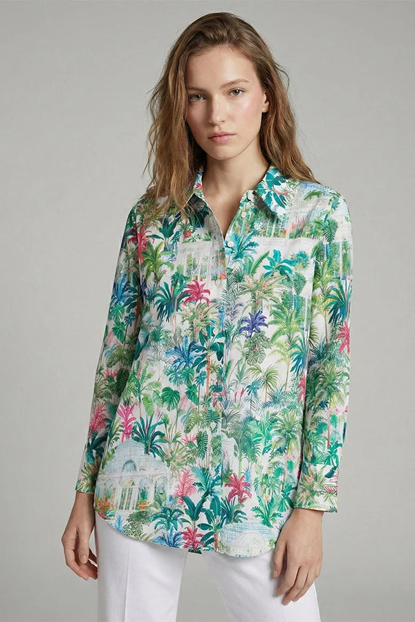 Vilagallo Greenhouse Palm Print Shirt