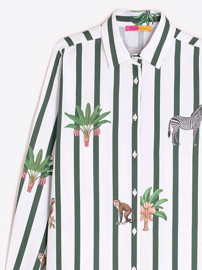 Vilagallo Isa Green Stripes Shirt