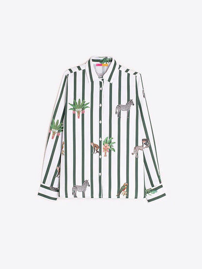 Vilagallo Isa Green Stripes Shirt