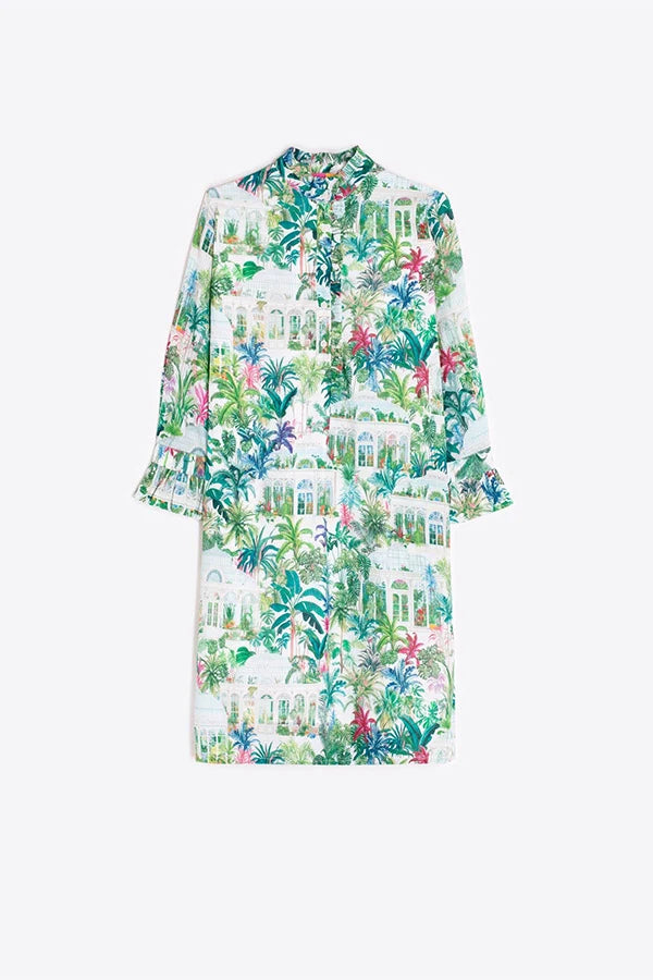 Vilagallo Greenhouse Palm Print Dress