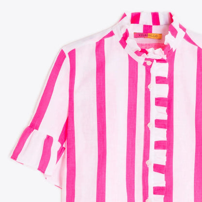 Vilagallo Carolina Neon Pink Striped Shirt