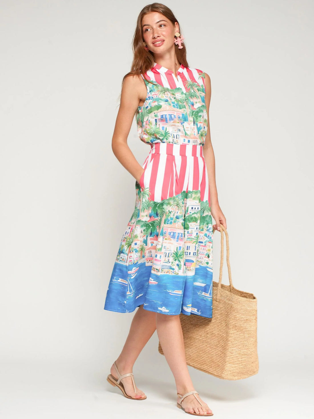 Vilagallo Puerto Pink Striped Skirt