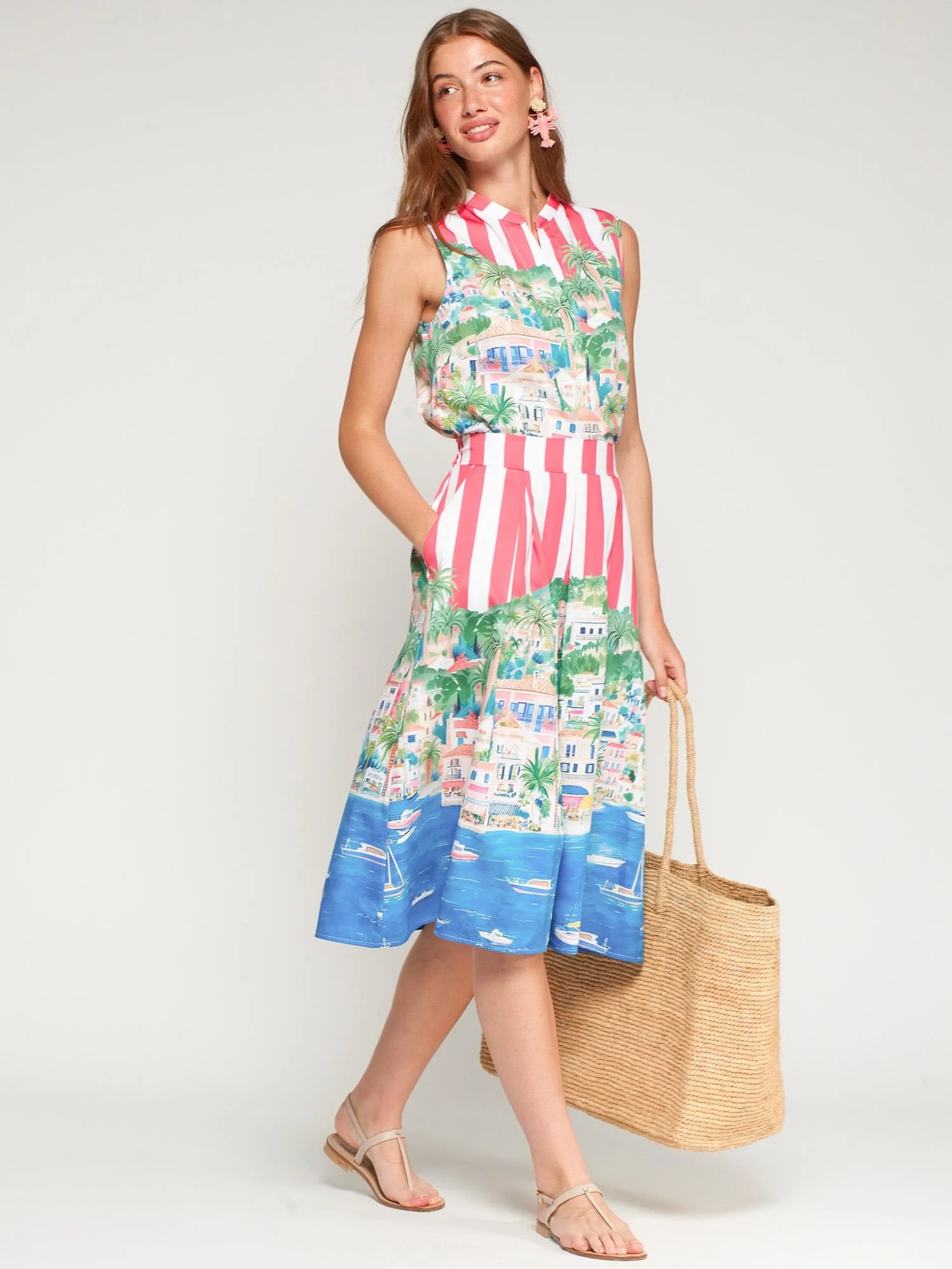 Vilagallo Puerto Pink Striped Skirt
