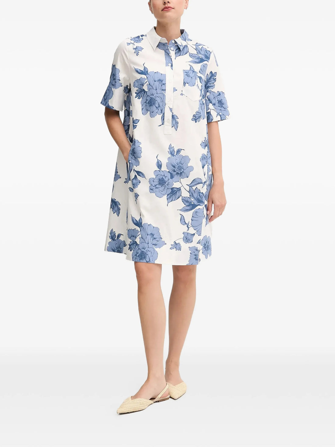 Oui- Blue Floral Dress