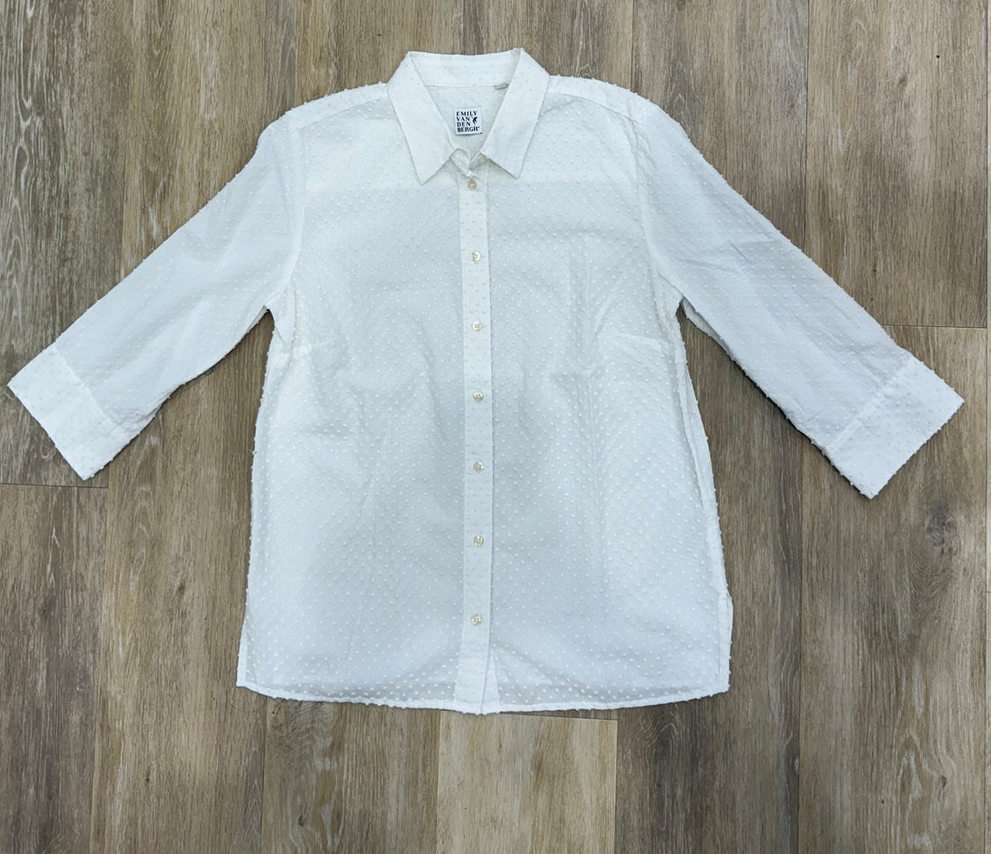 Emily Van Den Bergh - White Spot Textured Blouse 3/4 Sleeves