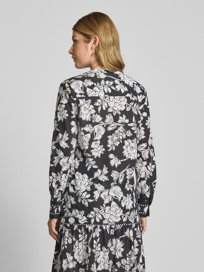 Emily Van Den Bergh - Black and White Flower Top
