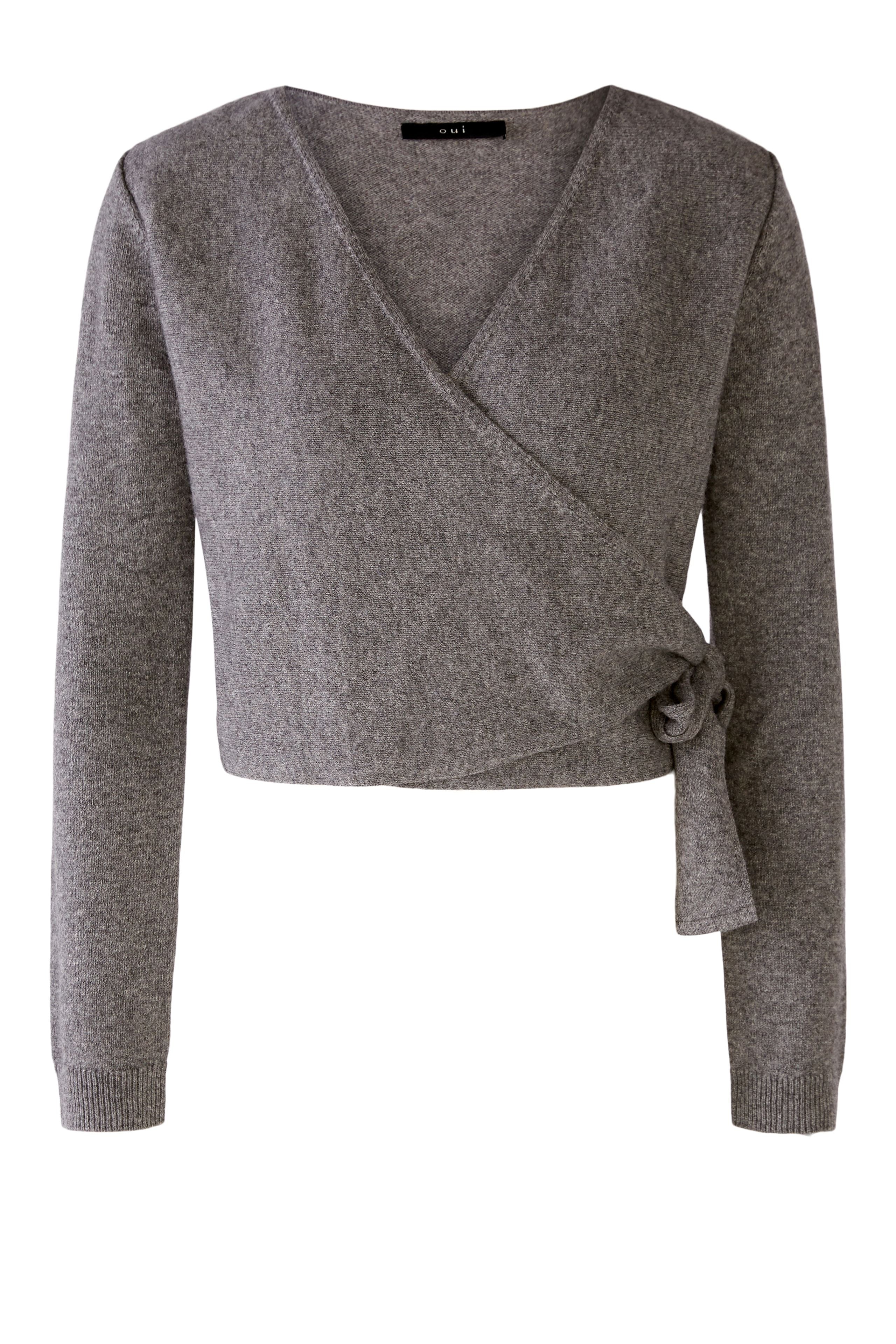 Oui - Grey Tie Wrapped Cardigan