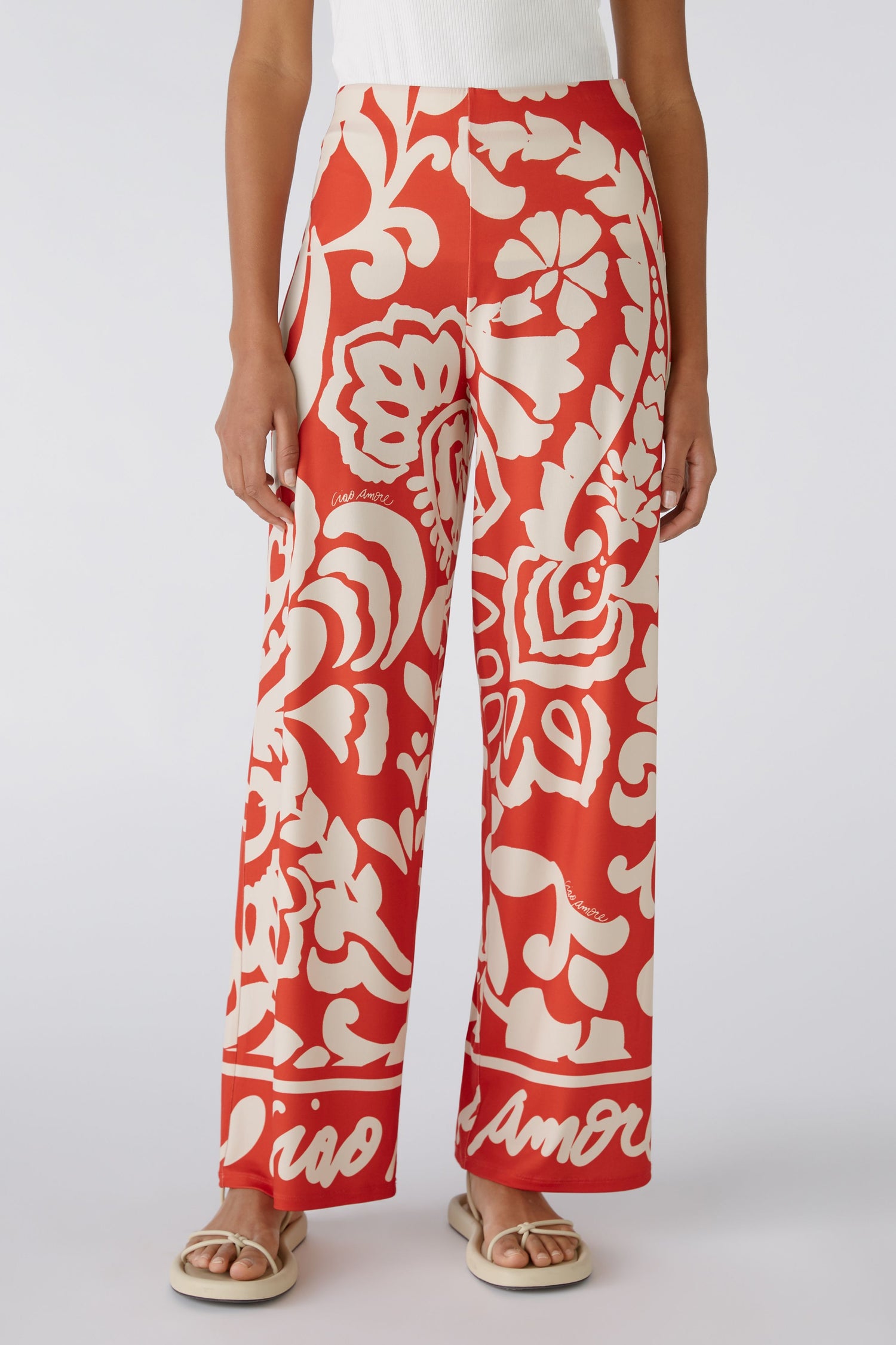 Oui - Red Print Ciao Amore Pants