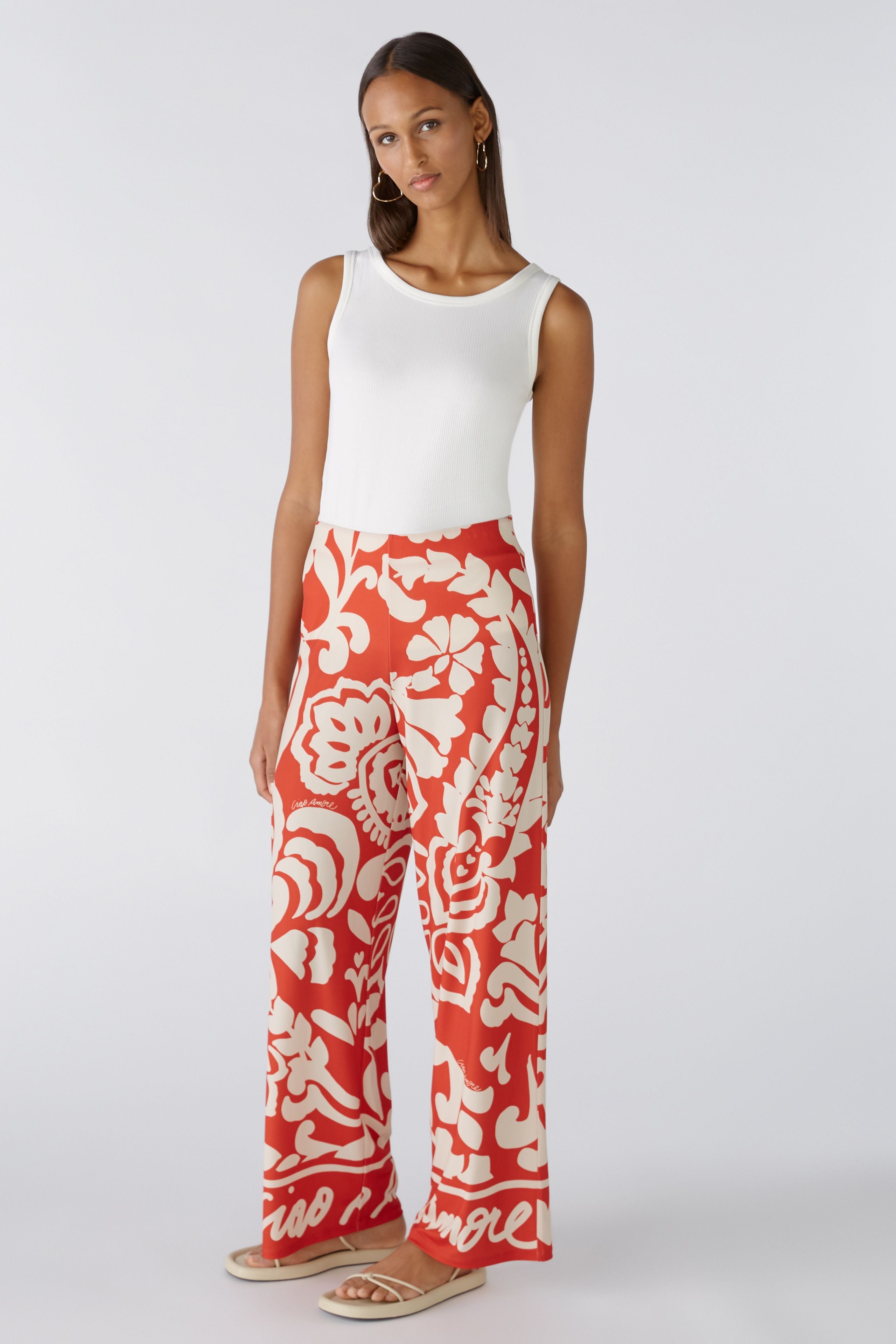 Oui - Red Print Ciao Amore Pants