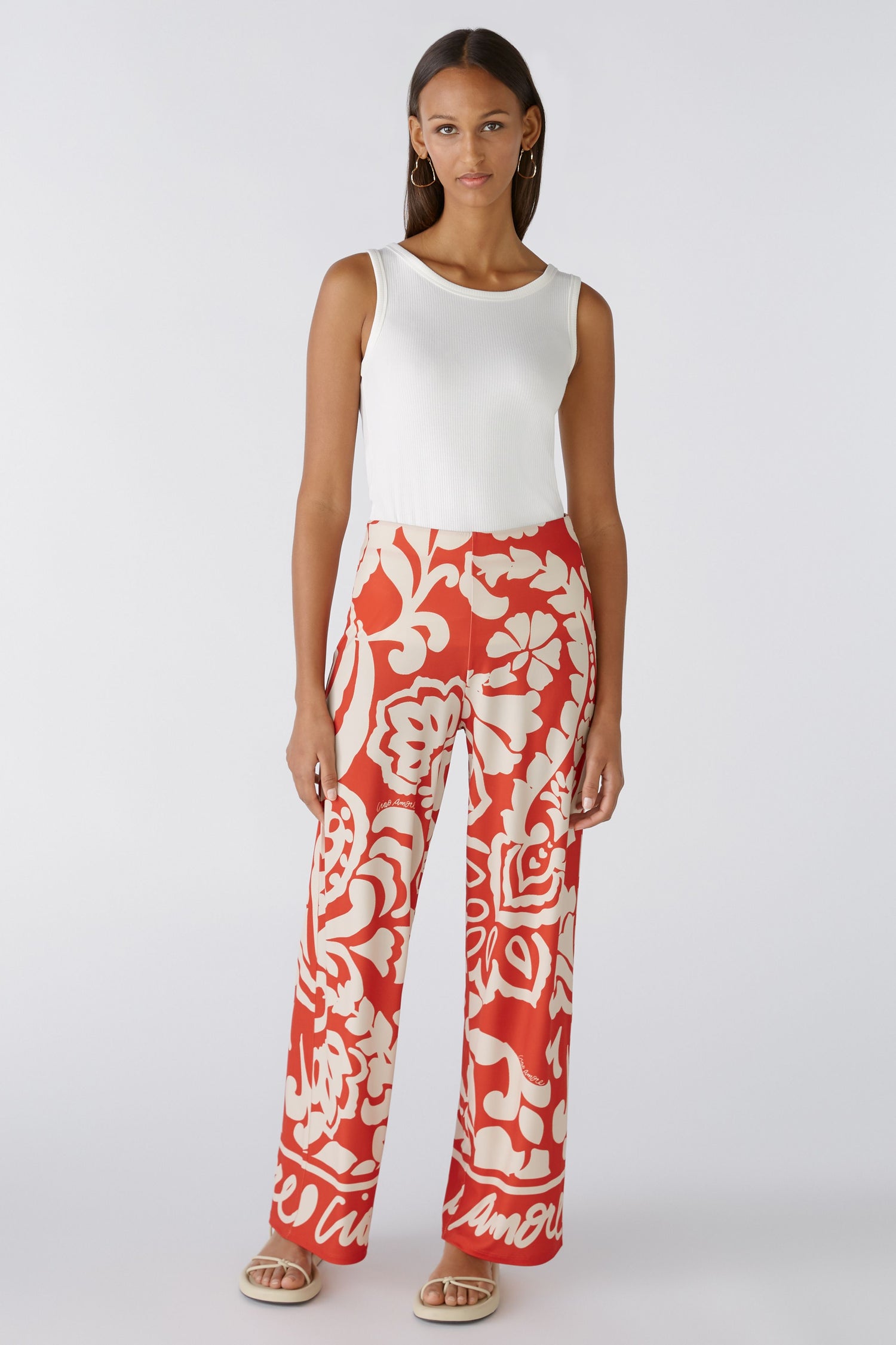 Oui - Red Print Ciao Amore Pants