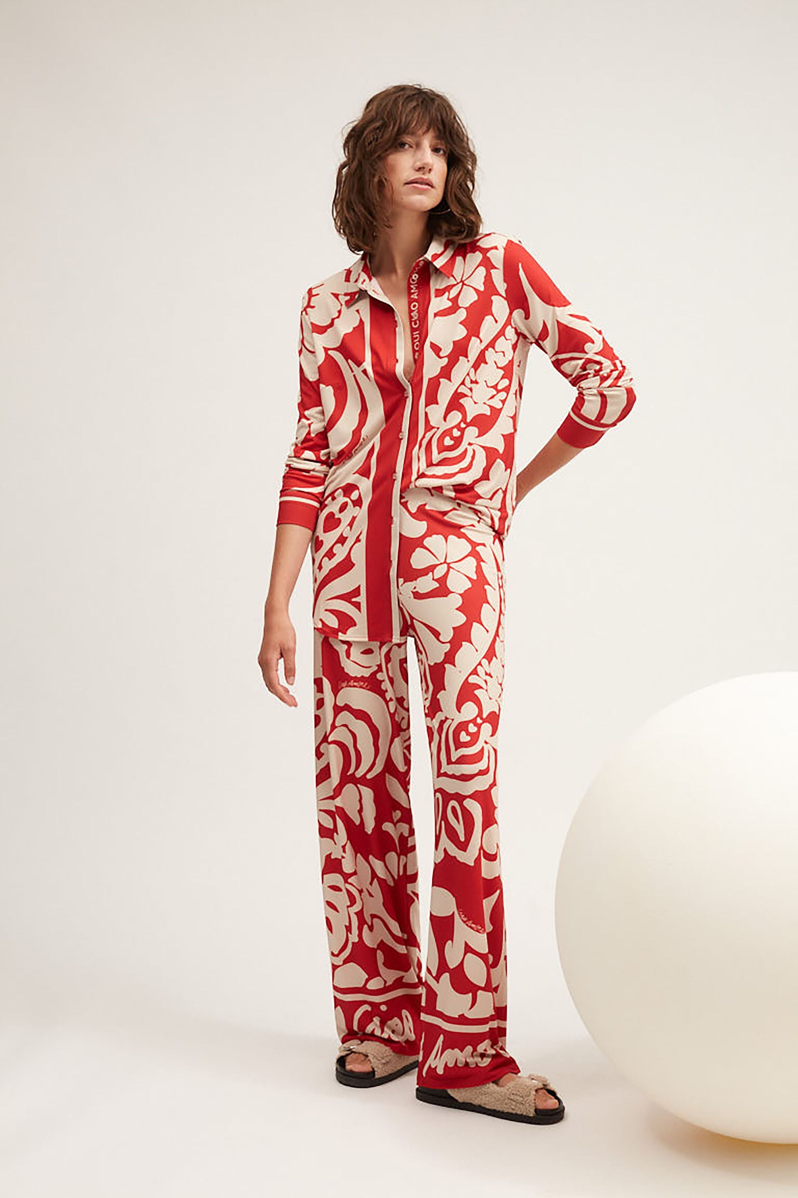 Oui - Red Print Ciao Amore Pants