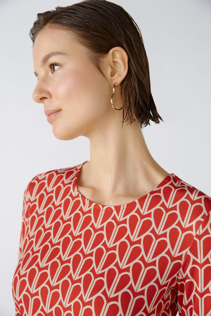 Oui - Red Print Heart Dress